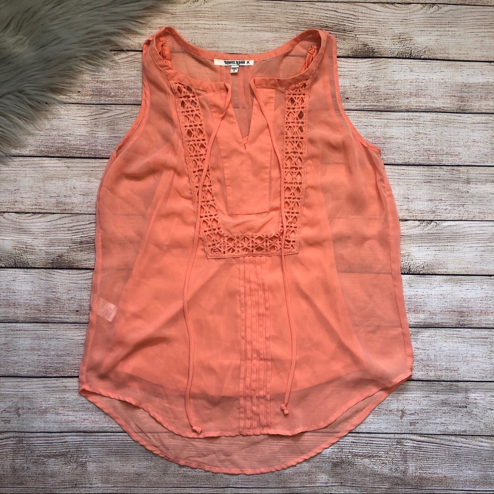 Daniel‎ Rainn Orange V-neck Blouse Shier